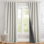 NICETOWN 100% Black Out Curtains 84 inch Long 2 Panels, Linen Blend Thermal by NICETOWN