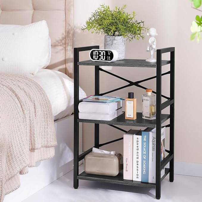 Yoobure Bookshelf Small Book Shelf, Solid Industrial 3 Tier Shelf Bookcase - Image 2