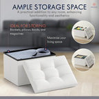 Ornavo Home Small Storage Ottoman, Foldable Collapsible Rectangle Linen Ottoman - Image 4