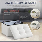 Ornavo Home Small Storage Ottoman Foldable Collapsible Rectangle Linen Ottoman - Image 4