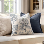 Set of 2 Decorative Floral Pillow Covers 22x22 Inch Light Blue | Neutral - Image 3