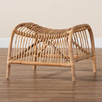 bali & pari Lamaria Modern Bohemian Natural Rattan Footstool - Image 6