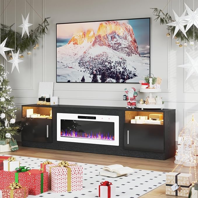 PRETZI Fireplace TV Stand with 36" Fireplace Up to 90" TVs, Remote Control - Image 7