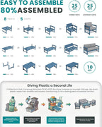 SERWALL 4 Pieces HDPE Outdoor Sofa Set - Image 6