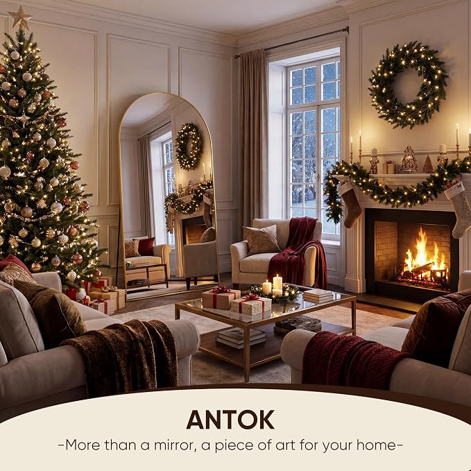 Antok 68" x26” Arched Full Length Floor Mirror, Free Standing/Wall Mount/Leaning - Image 4