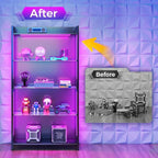 AODK Display Case with LED Lights, Display Cabinet with Glass Storage Shelves - Image 6