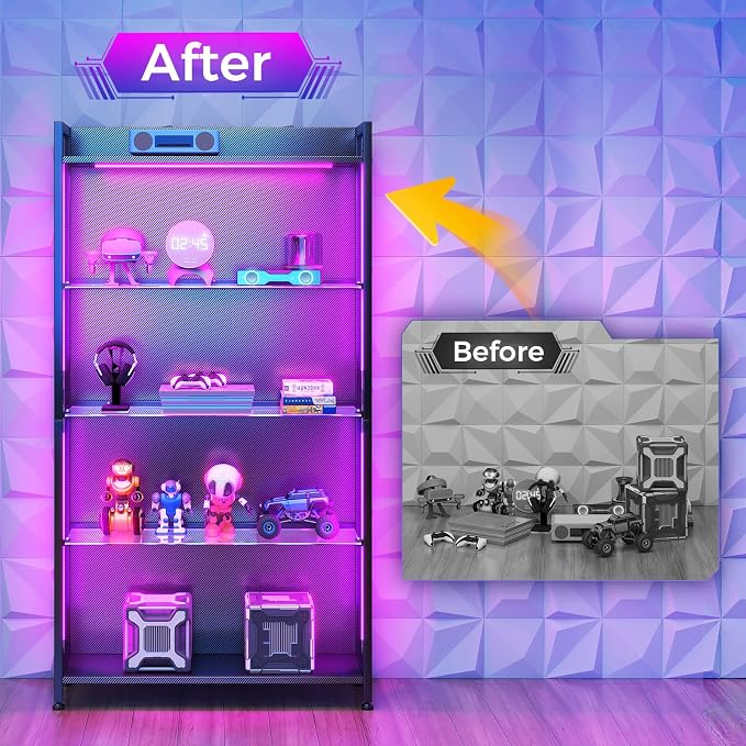 AODK Display Case with LED Lights, Display Cabinet with Glass Storage Shelves - Image 6