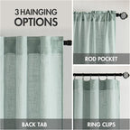 MIULEE Sea Green Linen Curtains 52x90 Inch Long - Image 3