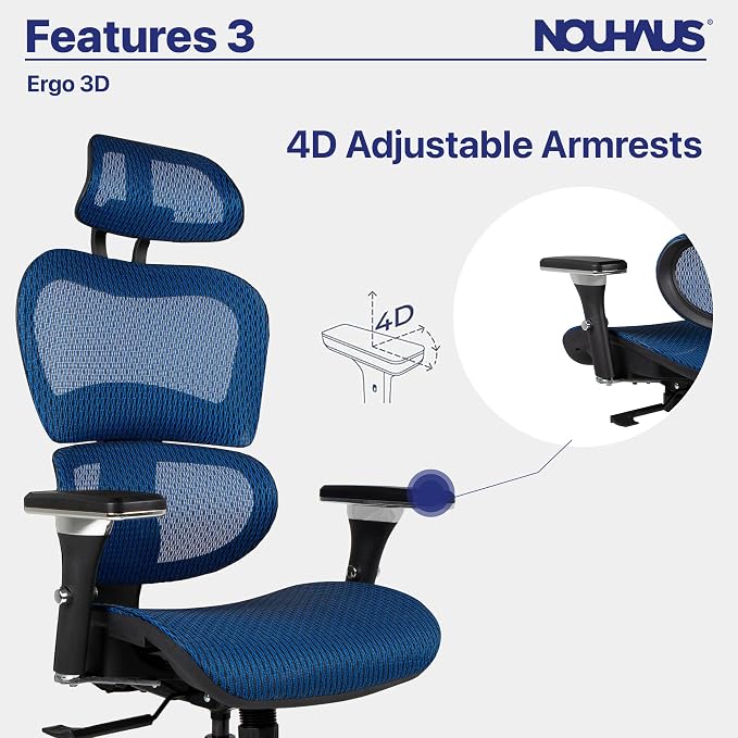 Nouhaus Ergo3D Ergonomic Office Chair Lumbar Support Mesh Office Chair - Image 10