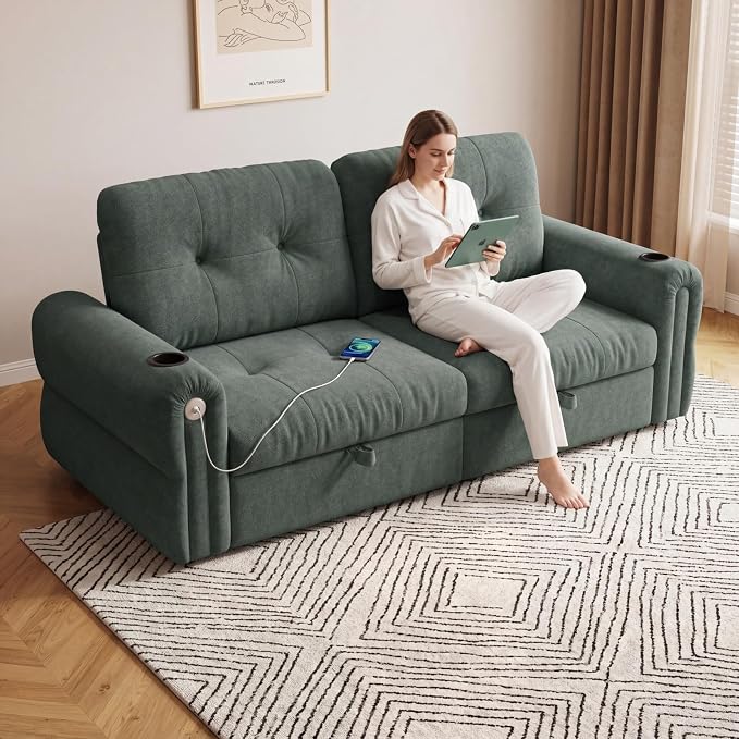 Convertible Couches, Queen Size Pull Out Sofa Bed - Image 12