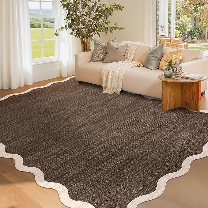 GarveeHome Scalloped Area Rug 4x6 Washable Rug Non Slip | Modern Traditional by GarveeHome