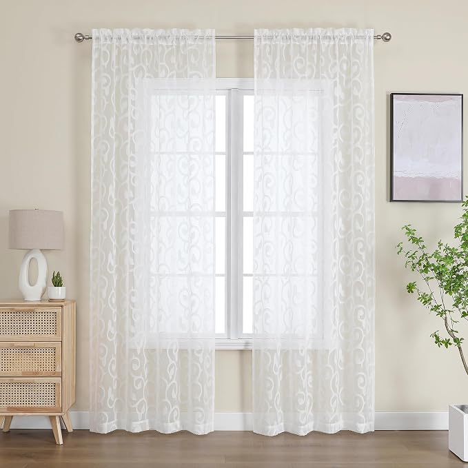 Furman Sheer Ivory Curtains 84 inches Long - Image 2