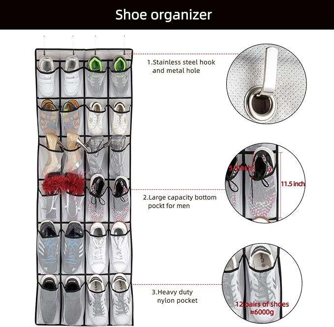 SAVERHO Hanging Shoe Organizer, Over The Door Shoe Organizer - Image 4
