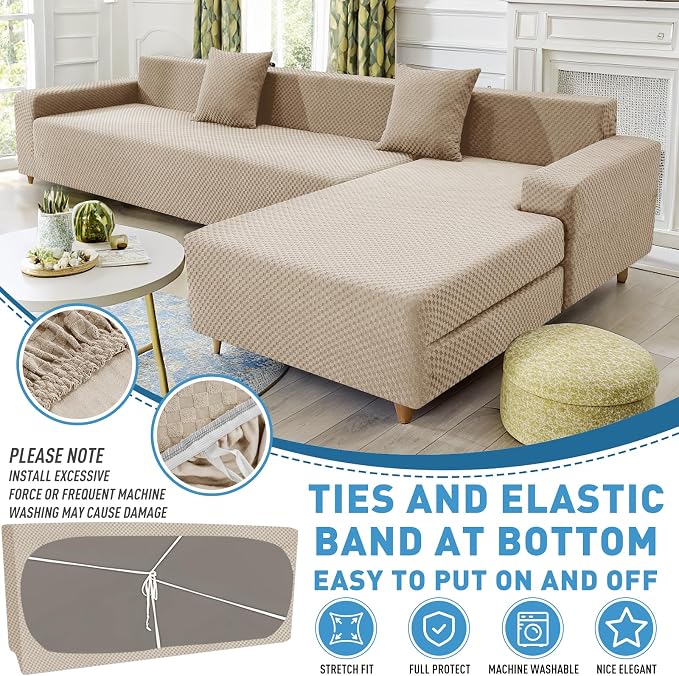ZNSAYOTX Sectional Couch Covers, Stretch Jacquard Slipcovers - Image 4
