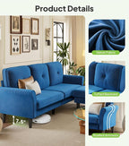 Welzona Sofas for Living Room, Midcentury Modern Small Sectional Couch - Image 8