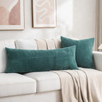 Fancy Homi Set of 2 Teal Boho Long Lumbar Body Decorative Throw Pillow Cover - Image 5