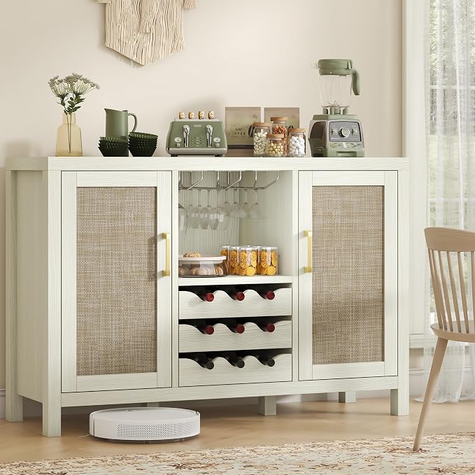 Rattan Wine Bar Cabinet, Boho Rattan Home Bar - Image 3