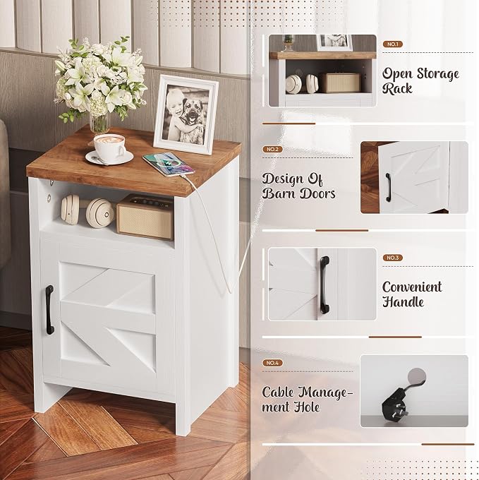 YESHOMY Farmhouse Modern Nightstand - Image 4