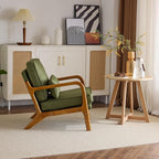 Bonnlo Dark Green Linen Accent Chairs Set of 2, Upholstered Mid Century Modern - Image 9