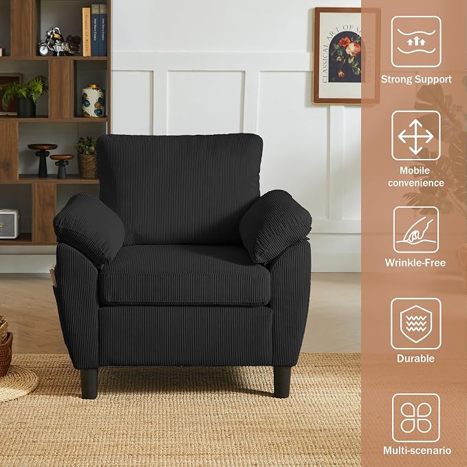 4 Piece Modern Corduroy Sofa Set, L-Shaped Sectional Couch - Image 6