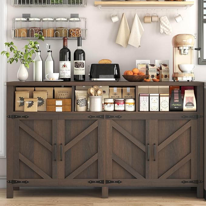 knoworld Buffet Sideboard with Storage Farmhouse with 4 Doors, Dining Room - Image 7