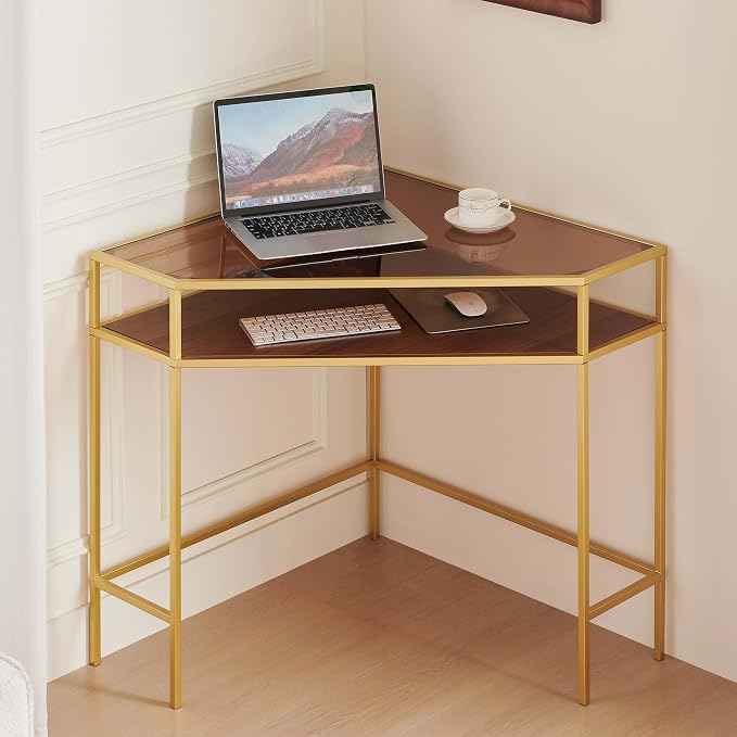 LumFurn Corner Table for Small Space, Triangle Computer Desk for Living Room by LumFurn