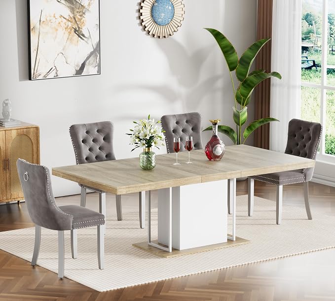 Henf 63"-79" Dining Table Set for 4, 5 Pieces Extendable Dining Table and 4 by Henf