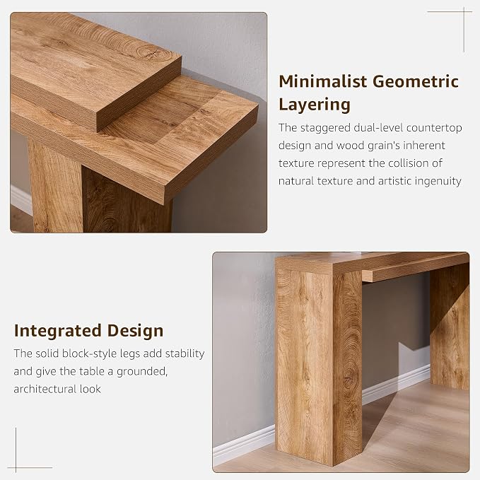 OKD 63 Inch Modern Entryway Console Table, Solid Geometry Accent Sofa Table - Image 3