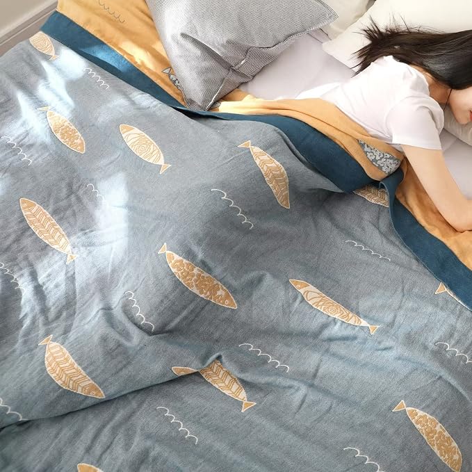 LUTBM Boho Throw Blanket for Bed 100% Cotton Ultra Soft Rustic Quilt Summer - Image 3