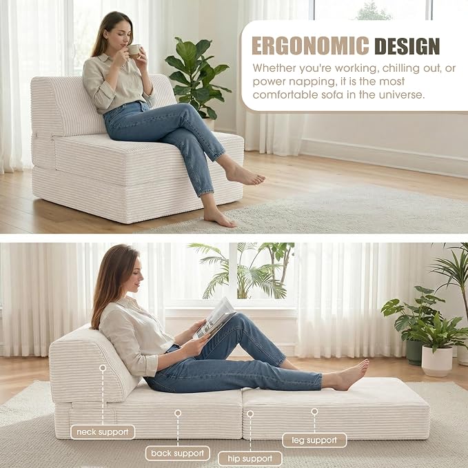 Kasunpul Folding Sofa Bed with Pillow, Memory Foam Fold Out Chair Bed, - Image 4