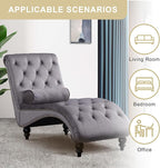 Chaise Lounge Indoor, Velvet Upholstered Lounge Chair Button-Tufted Armless - Image 7