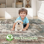 LOONGRUG 7x9 Area Rug Washable Large Neutral Modern Living Room Rugs | Abstract - Image 7