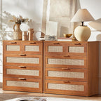 LEYAOYAO Rattan Dresser for Bedroom Set of 2, 33.5" Tall Chest of Drawers - Image 2