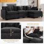111'' Sectional Cloud Deep Seat Couch, Modern Comfy Chenille L Shaped Sectional - Image 3