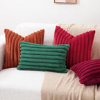 decorUhome Fall Faux Fur Throw Pillow Covers 22x22 Set of 2 Red | Decorative - Image 7
