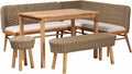 bali & pari Denver Modern Bohemian Natural Seagrass and Acacia Wood 5-Piece by balipari