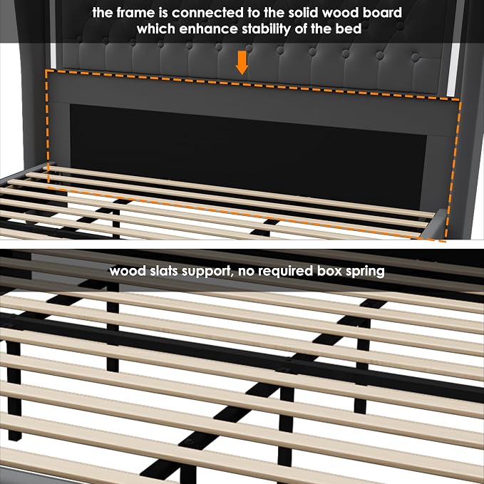 King Bed Frame 55" Tall Headboard - Image 7