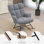 SAETSFEG Rocking Chair Nursery Teddy Upholstered Glider Rocker Rocking Accent - Image 4