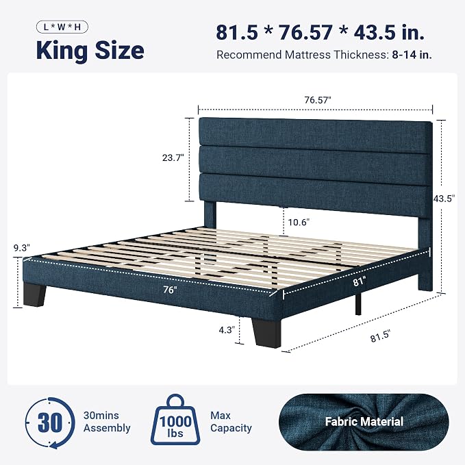 Allewie King Size Platform Bed Frame - Image 2