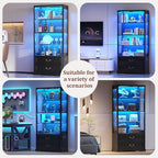 FREDEES Display Cabinet with Glass Doors, Tall Bookcase with 3 Color Lights and - Image 8