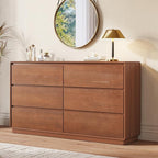 Solid Wood Dresser for Bedroom, Natural Solid Wood 6 Drawer Dresser, 55.2" Wide - Image 3