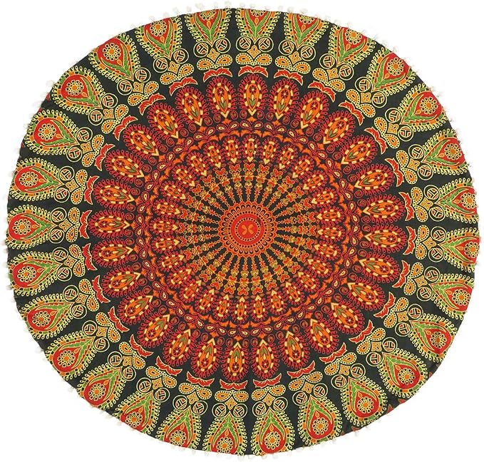Mandala Floor Pillow Cover Meditation Cushion Seating Throw Hippie Round - Image 5