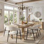 HNY Modern Dining Room Arm Chairs Set of 6, Faux Sherpa Boucle Upholstered by HNY