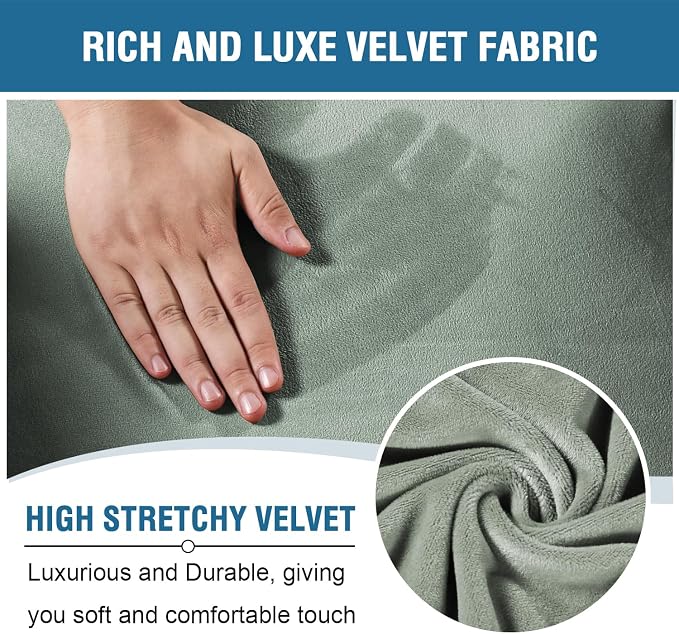 H.VERSAILTEX 4-Pieces Recliner Chair Covers Velvet Stretch Reclining Couch - Image 3