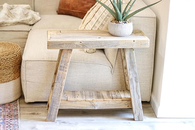 Doug and Cristy Designs Aztec A-Frame Side Table; Reclaimed Wood End Table - Image 3