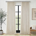 Pleated Cream Beige Linen Blackout Curtains by Twodrapes