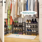 viewcare Small Shoe Rack for Entryway, 3-Tier Black Bamboo Shoe Organizer for - Image 4