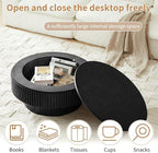 Round Coffee Table for Living Room, Fluted Drum Accent Tea Center Table - Image 6