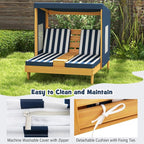 HONEY JOY Kids Chaise Lounge Chair Outdoor, Toddler Wood Double Pool Lounger - Image 5