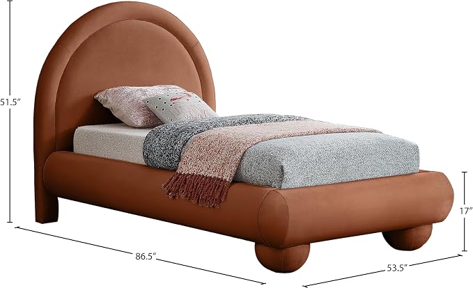 Meridian Furniture MadridCognac-T Madrid Collection Art Deco Twin Bed - Image 3